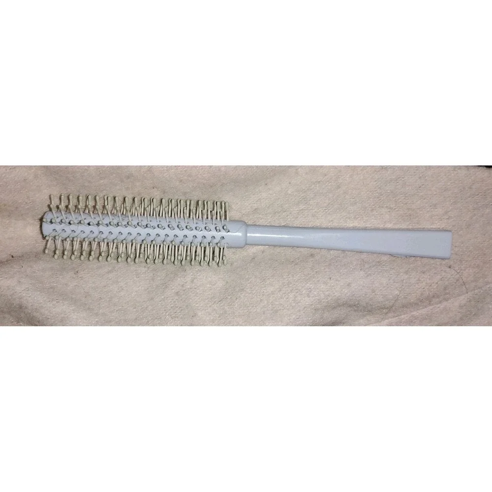 Vtg Goody Round Brush Blow Styling Square Grip Ball Tip Bristles Light Blue 1988